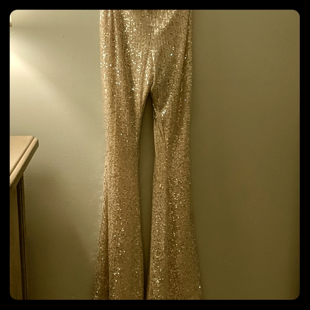 NWT Silver Sequin Pants
